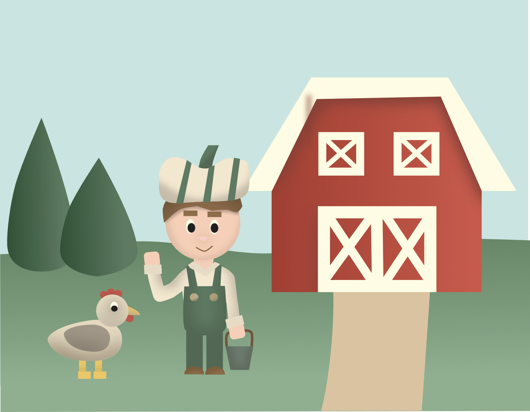 Jesse Squash waving in front of his barn